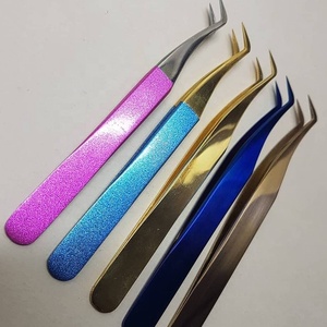 Zullo Industries Curved Eyelash Extension Tweezers Set of 5 Strong Stainless Steel Custom Color & Logo Volume Tweezers - Product Image 3