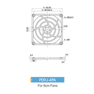 Strikefan P09J-4PA กรองพลาสติก AC สำหรับพัดลมขนาด9ซม. - Product Image 2