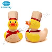 Jouet de bain en plastique PVC vinyle OEM, cadeau multifonctionnel, personnalisé, pour enfants, Chef, Pizza, canard en caoutchouc, 1 pièce