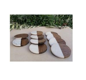 Posavasos de madera de mármol para el hogar, posavasos personalizado con forma hexagonal, creativo - Product Image 4