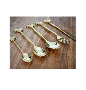 Cuillère en laiton de haute qualité poli or, pour taille personnalisée et restaurants et hôtels, ustensiles de fête, utilisation et finition or, 100% - Product Image 1