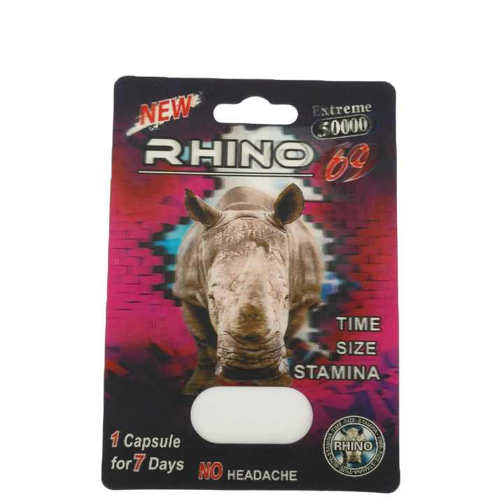 RHINO 69 50000 MEN SEXUAL SUPPLEMENT ENHANCEMENT PILL BLISTER 3D CARD ...