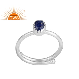 Bague en argent Sterling 925 pour filles, anneau de mode, en forme ovale, pierre précieuse Lapis Lazuli, vente en gros, offre spéciale - Product Image 1