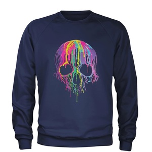 Colores de neón goteo diseño de cráneo adulto Sudadera de cuello redondo - Product Image 4