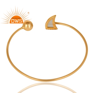 Chalcedony Zircon Set <b>Bracelet</b> Wholesale Horn Design Indian Gold Plated Sterling <b>Silver</b> <b>Cuff</b> <b>Bracelet</b> Jewelry - Product Image 3