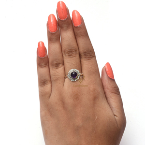 Round Shape Natural Amethyst Gemstone Boho <b>Ring</b>, Wholesale 925 Sterling Silver Handmade <b>Ring</b> Jewelry For Wholesaler Suppliers - Product Image 4