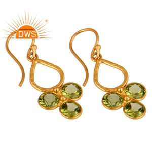 Pendientes de Peridoto Natural, Pendientes Colgantes de Plata Chapada en Oro para Mujer, Proveedor de Joyería, Colección Clásica - Product Image 2