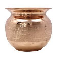 งานแฮนด์เมดทำจากทองแดงบริสุทธิ์ Kalash/Lota ดีไซน์โค้งมนและโค้งมนสำหรับ Diwali, Pooja,เทศกาล-ของตกแต่งบ้าน - Product Image 5