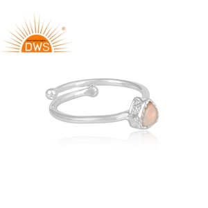 Bague de créateur en argent fin fait à la main, gros bijou, pierre précieuse éthiopienne naturelle, opale de feu, vente en gros - Product Image 3