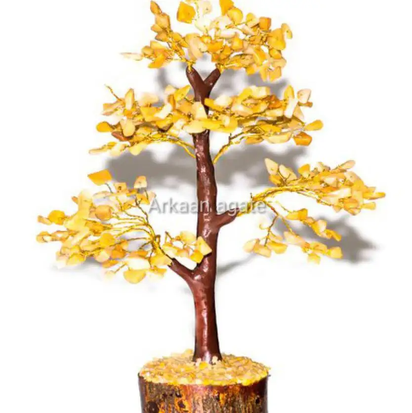 Venta al por mayor amarillo aventuriano árbol cristal Árbol de la vida piedras preciosas árbol Feng chakra cristales curación para la venta