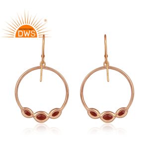 Pendientes de plata de ley 925 con gema granate Natural, pendientes con gema Natural, color oro rosa plateado - Product Image 3