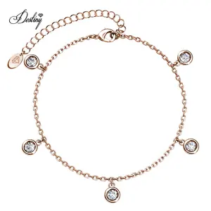 <span class=keywords><strong>Charlotte</strong></span> <span class=keywords><strong>Link</strong></span> Chain Drop Brazalete <span class=keywords><strong>de</strong></span> cristal redondo Adornado con cristales <span class=keywords><strong>de</strong></span> Swarovski 925 Plata 18K Pulsera chapada en oro - Product Image 1