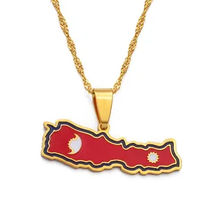 Colgante de mapa de la bandera de nepalesa para hombre y mujer, chapado en oro de Yiwu Meise collar de oro, Mapa