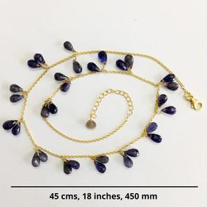 Sterling <b>Silver</b> 925 Fashionable Trendy Unique Iolite Gemstones 45 Cms. Link <b>Chain</b> <b>Necklace</b> - Product Image 2