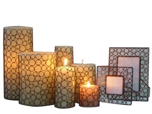 New Design <b>Candles</b> with Iron Wire Cage Designer Pillar <b>Candles</b> Stands Decorative Pillars <b>Candles</b> - Product Image 2