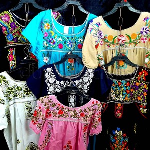 แม่สวยมองโบฮีเมียนบีชแขนสั้นวินเทจหลายสีปักฝ้ายเม็กซิกันชุด - Product Image 2