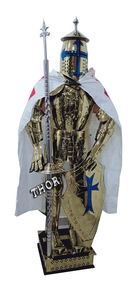 中世の騎士の鎧のウェアラブルスーツ十字軍の戦闘全身ステンレス鋼の