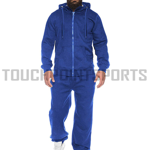 Ensemble de survêtement pour homme à capuche en coton uni 2 pièces, coupe ajustée, couleur personnalisable, vente en gros - Product Image 1