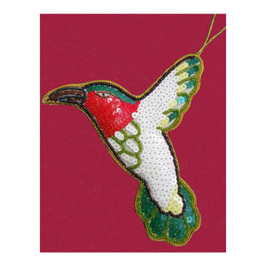 เครื่องประดับประดับลูกปัดคริสต์มาสรูปนกฝรั่งเศสหลากสี - Product Image 1