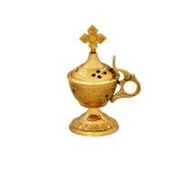 Brassworld India's Golden Brass Thurible, style religieux, articles religieux, objets d'art et de collection, modèle en métal poli