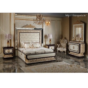 Ensemble de lit en teck moderne de style italien or et argent, meubles de chambre durables personnalisés, ensemble de chambre classique Australie - Product Image 1