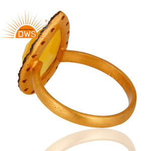 Handcrafted 22k Gold Plated 925 Sterling Silver Yellow <b>Moonstone</b> Pear Shape Gemstone Ring Classic Collection - Product Image 3