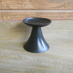 Porte-bougie en métal, forme ronde, finition noire polie - Product Image 1