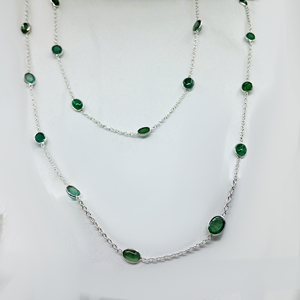 Everyday Wear 925 Sterling <b>Silver</b> Emerald <b>Long</b> <b>Chain</b> <b>Necklace</b> - Product Image 5