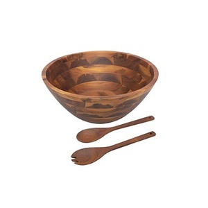 Tazón de Madera para Servir Alimentos con Cucharas, Calidad Superior, Forma Redonda, Tazón para Servir Chocolates al Precio Más Bajo - Product Image 1