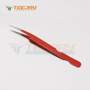 Pinza de aislamiento para pestañas, herramienta de belleza de etiqueta privada con recubrimiento de polvo rojo, pinza de aislamiento, agarre Simple con corte de Base - Product Image 3