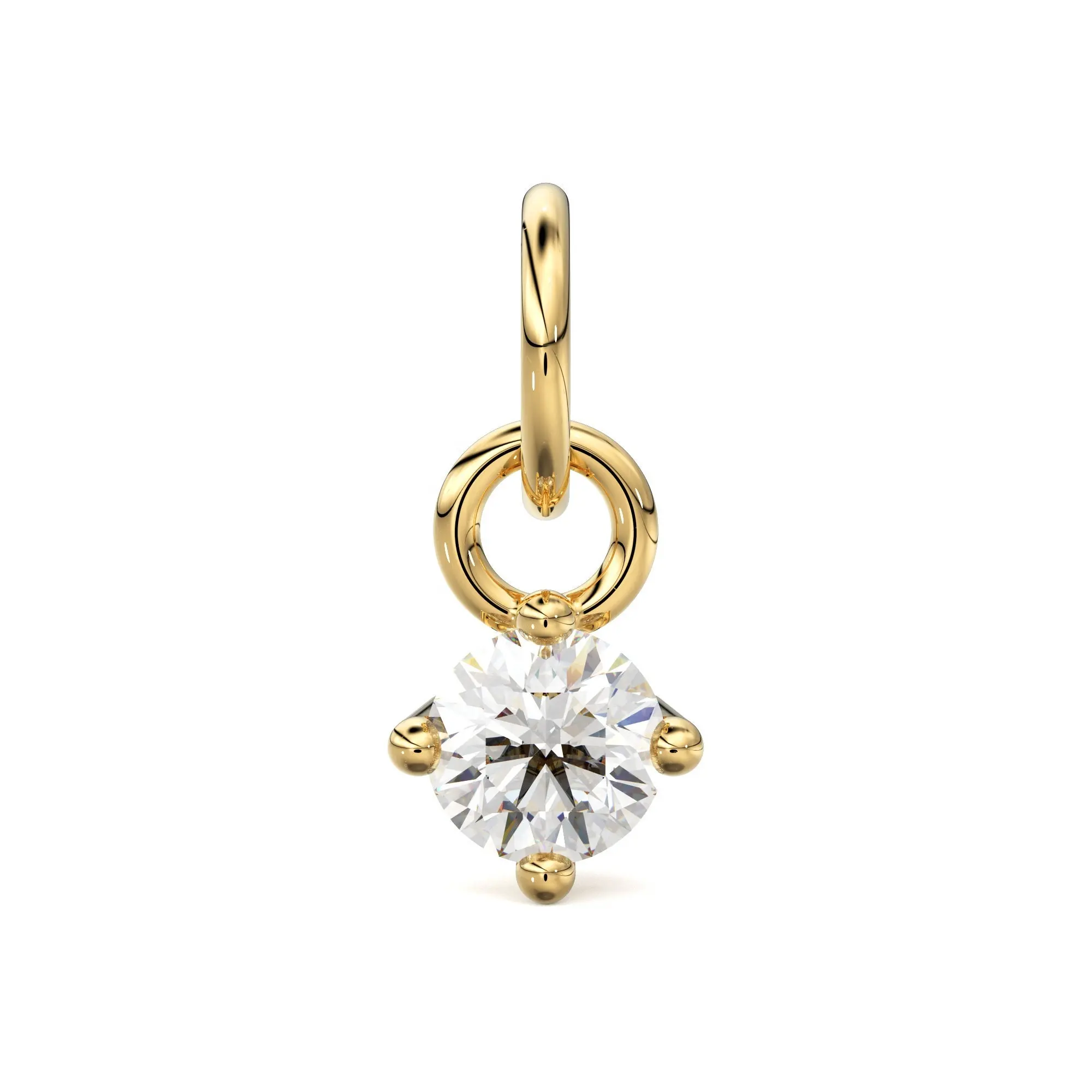 Round Solitaire Diamond 14k 18k Solid Gold Charm Pendant Jewelry Making Essential Finding can be used as pendant or earring