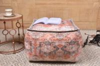 Housse de pouf carrée artisanale en coton imprimé style bohème marocain, collection automne 2022, pour pouf, ottoman, décoration de sol de Noël