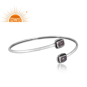 Brazalete de piedras preciosas de rutilo negro Natural de Plata de Ley 925 oxidada para mujer, joyería para mujer, regalo para ella - Product Image 2