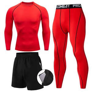 3 unids/set de los hombres de Yoga de manga larga conjunto de traje de gimnasio ropa elástica de baloncesto entrenamiento Fitness corriendo ropa deportiva - Product Image 4