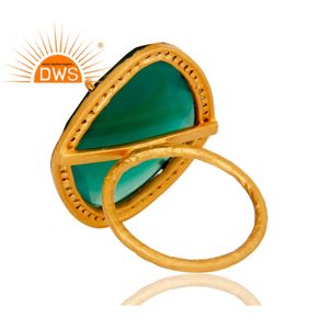 Bague en argent plaqué or 18k, vente en gros de bijoux en Onyx vert, pierres précieuses, possibilité de vente en gros - Product Image 3