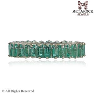 Balancier naturel pour bracelet en forme de Baguette, bijou à empiler soi-même, pierres précieuses émeraude, en or jaune 14k, vente en gros - Product Image 4