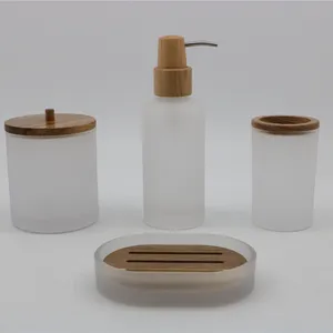 Set di accessori da bagno in vetro di bambù best seller naturale