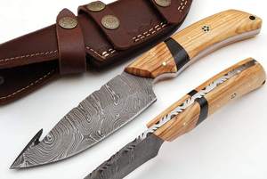 Couteau de chasse à lame fixe de qualité supérieure fait à la main en acier Damas ZR1516 avec manche en bois personnalisable OEM pour l'extérieur Zafar Traders PK - Product Image 5