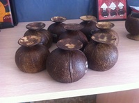 Tasse en coquille de noix de coco du Vietnam 100 % écologique, naturelle, brune, polie, artisanale, imperméable, pour la maison et la restauration