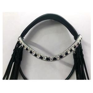 Caballo nupcial cuero genuino brida ecuestre negro Sier cristal 8mm frente acolchado nariz banda cómoda personalizable diseñado - Product Image 4
