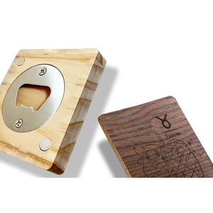 Walnut Wood Stainless Steel 2-in-1 Versatile Phone Holder Stand Bottle Opener Taurus Zodiac - Product Image 4