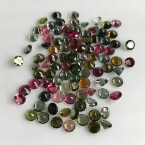 天然多电气石刻面圆形切割宝石批发散装宝石珠宝制作在线购买趋势经销商