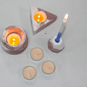 Bougeoir rond carré en béton, chandelier - Product Image 1