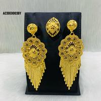 ALANKEET CREATIONS Anting Rumbai Berbentuk Bunga Lucu Berlapis Emas 18K/24K dari Tembaga Kuningan Gaya Dubai untuk Wanita