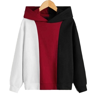 Sweat-shirt polaire personnalisé éco-responsable pour homme avec capuche à épaules tombantes, design patchwork color block, logo personnalisé - Automne - Product Image 1