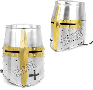 Medieval Armor Templar Crusader Knight Armor Helmet Greek Roman Spartan Brass Cross Helmet Silver Polished - Product Image 4