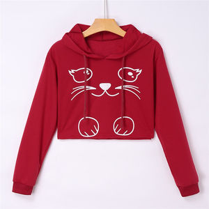 Femmes Fitness vêtements maille coton de haute qualité cordon une culture active à capuche - Product Image 2