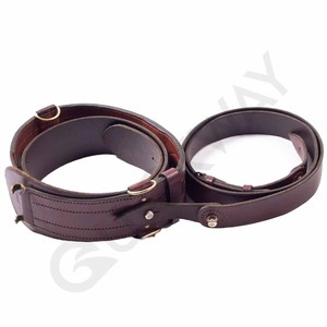 Premium Leather Cross Shoulder Strap with D Rings <b>Adjustable</b> Formal Duty Belt Style in Brown - Product Image 6