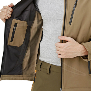 Ropa deportiva de invierno informal para hombre, chaqueta Softshell con capucha, transpirable, para correr, senderismo, a prueba de viento, impermeable, cierre de cremallera, lavado Plus - Product Image 3