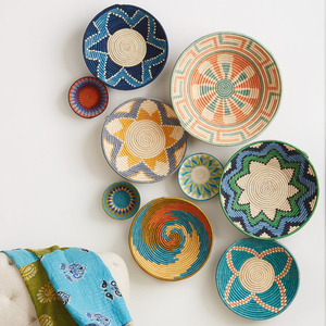 Cesta de mimbre hecha a mano para decoración de pared, cesta de mimbre colorida - Product Image 1